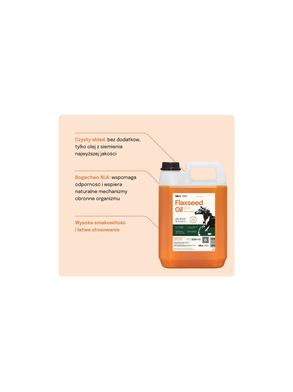 Lab-v Flaxseed Oil – 100% olej lniany tłoczony na zimno dla koni 5000 ml