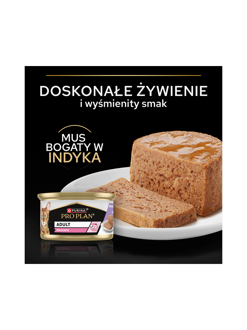 PRO PLAN Adult Delicate Mokra karma dla kota mus z indykiem 12x85g