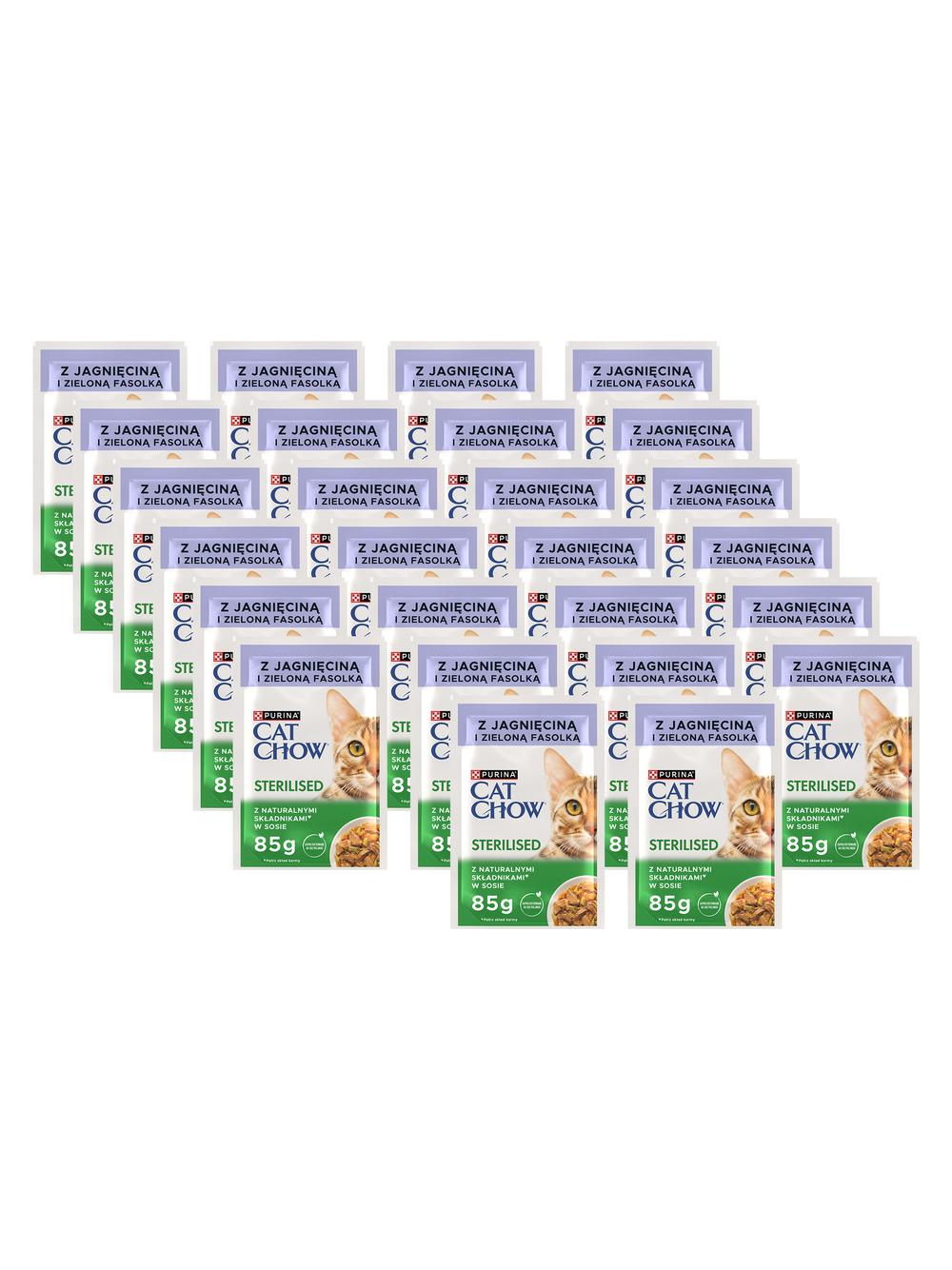 CAT CHOW Sterilised Karma dla kotów z jagnięciną i zieloną fasolką w sosie 26x85g