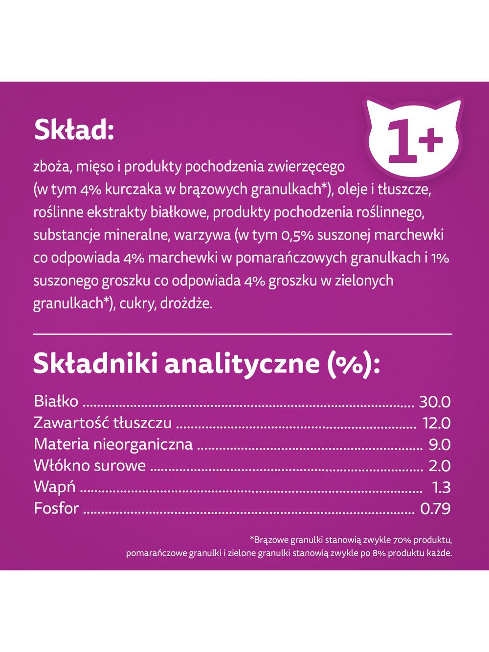 WHISKAS Adult 3x1,4 kg - sucha karma dla dorosłego kota, z pysznym kurczakiem
