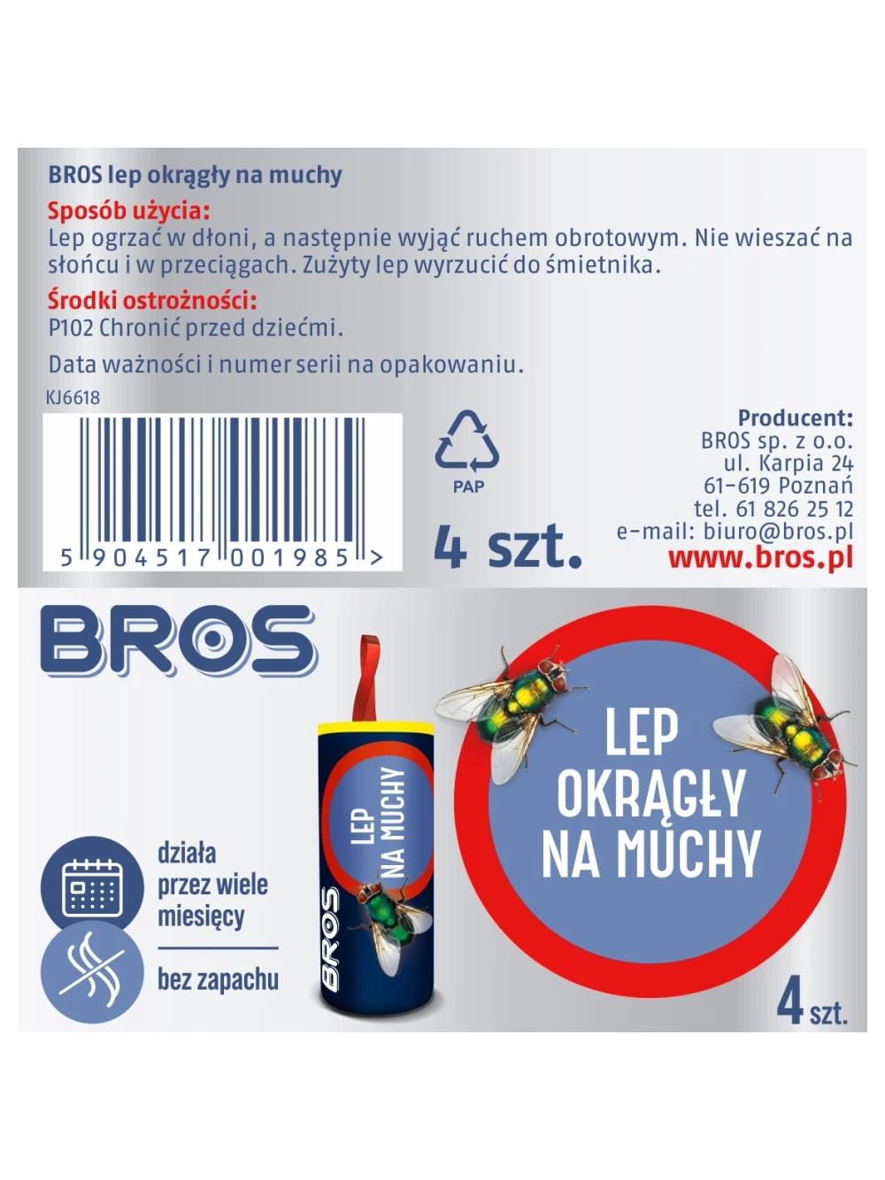 BROS Lep okrągły na muchy 4szt.