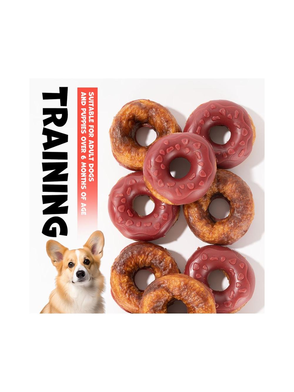 WILD FARM donut kolagenowy z kaczką i truskawkami 7cm 10x50g przysmak dla psa