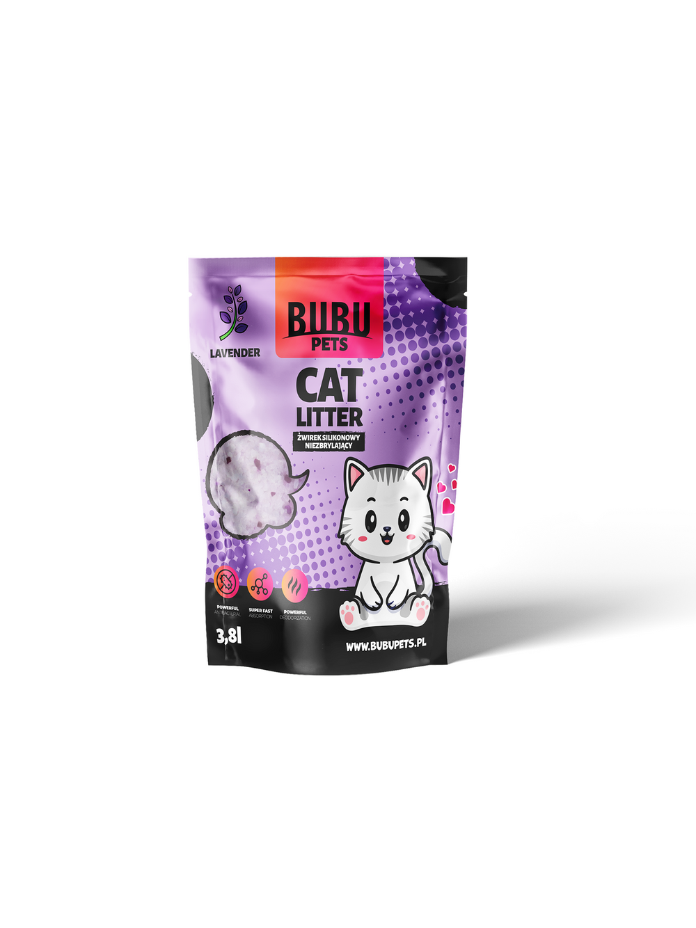 BUBU Pets Żwirek Silikonowy Niezbrylający Micro lavender fioletowy 5x3,8l