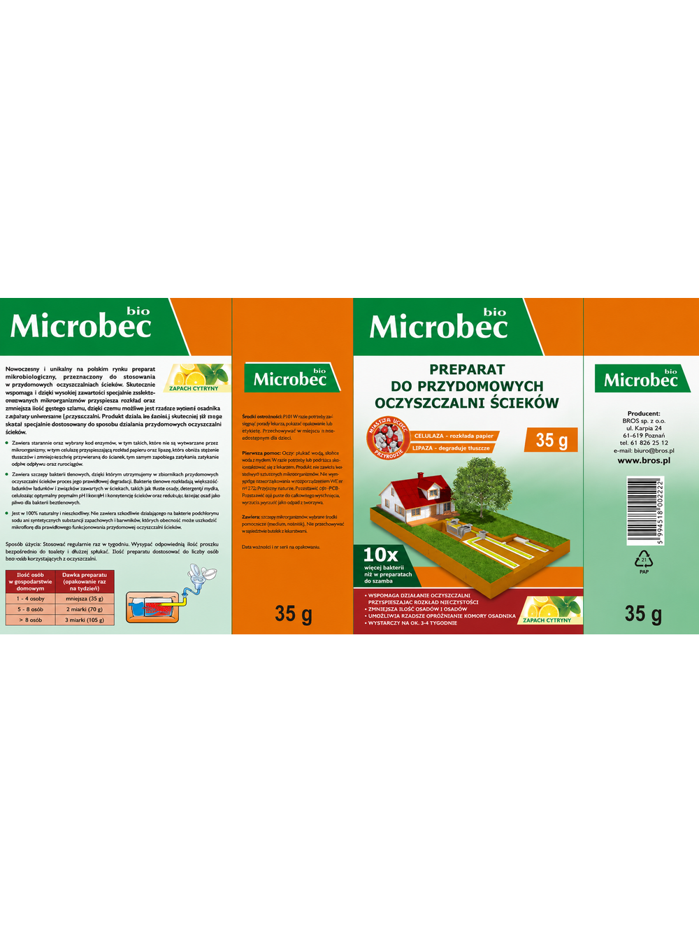 BROS MICROBEC BIO Aktywator do przydomowych oczyszczalni ścieków 35G