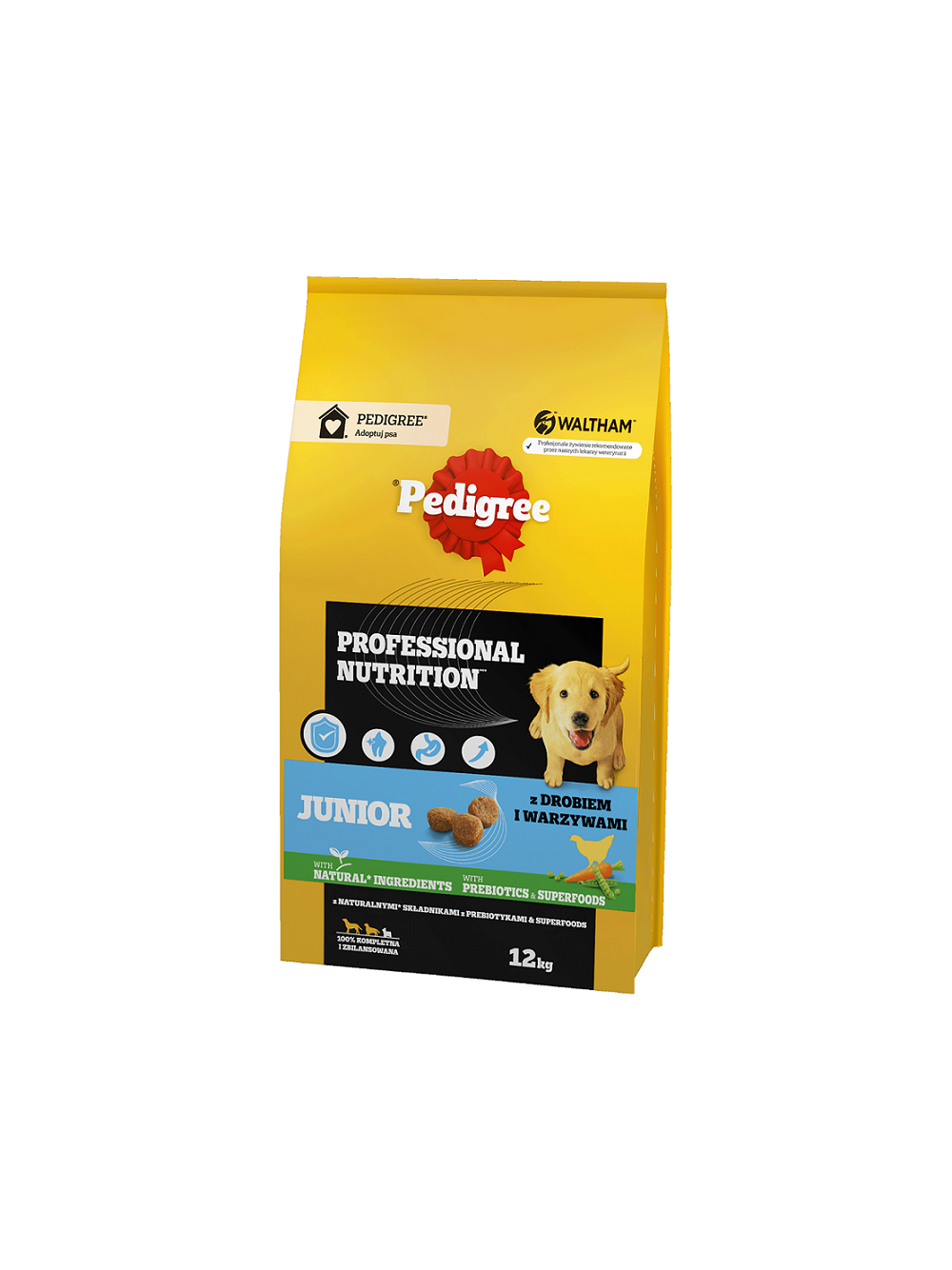PEDIGREE® Junior Professional Nutrition 12 kg z drobiem i warzywami - sucha karma pełnoporcjowa dla szczeniąt psów dużych i średnich ras