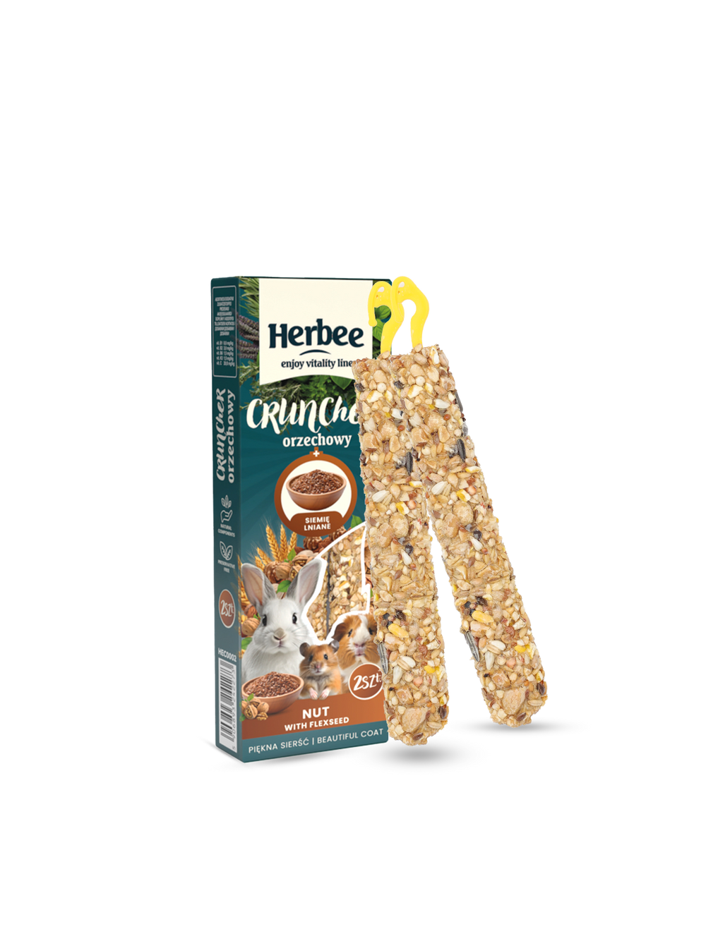 HERBEE cruncher dla gryzoni i królików 115g orzechowy z siemieniem lnianym