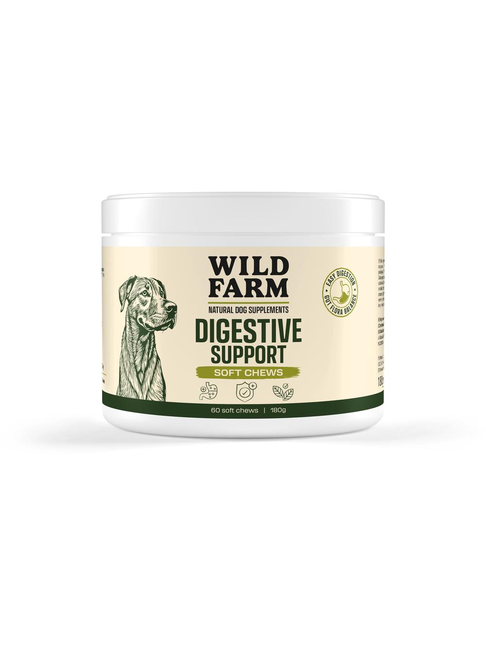 WILD FARM MIĘKKIE ŻUJKI – Digestive Support 180g (60szt) Wsparcie zdrowego trawienia i równowagi jelitowej