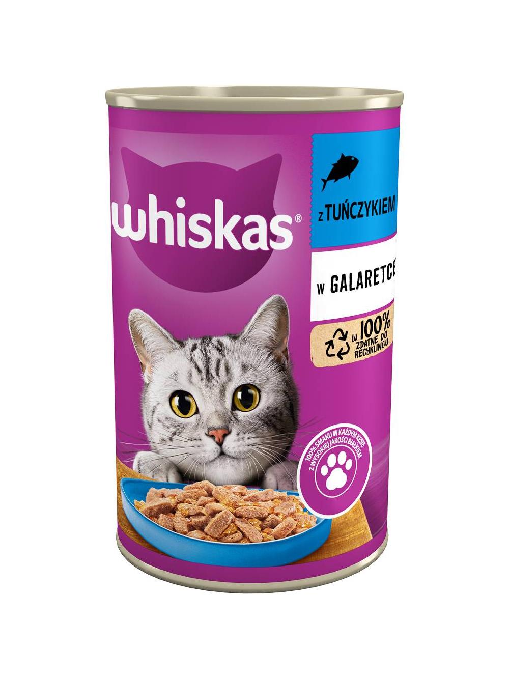 WHISKAS Adult puszka 400 g - mokra karma dla dorosłego kota, kawałki z tuńczykiem w galaretce