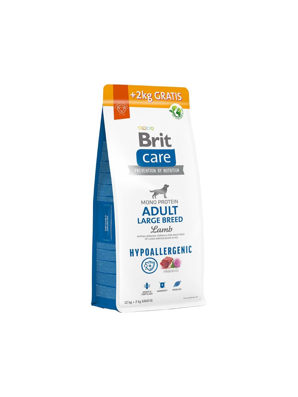 BRIT CARE Dog Hypoallergenic Adult Large Breed Lamb 12kg+2kg
