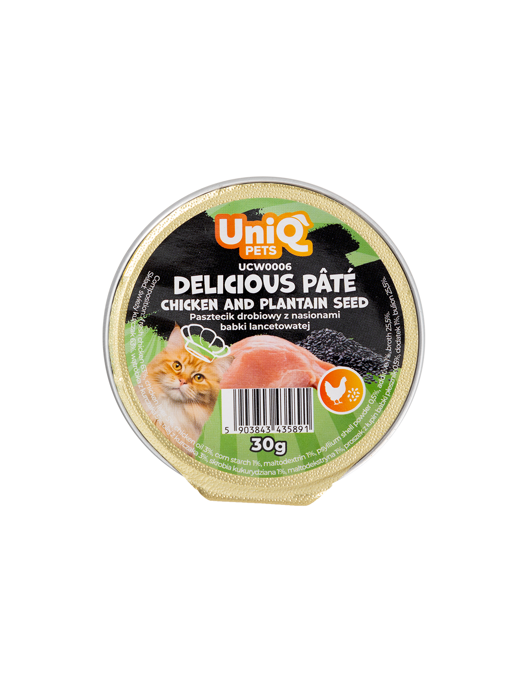 UNIQ PETS KARMA MOKRA DLA KOTA ROYAL BEEF pasztecik drobiowy z babką płesznik 30 g x 8 szt