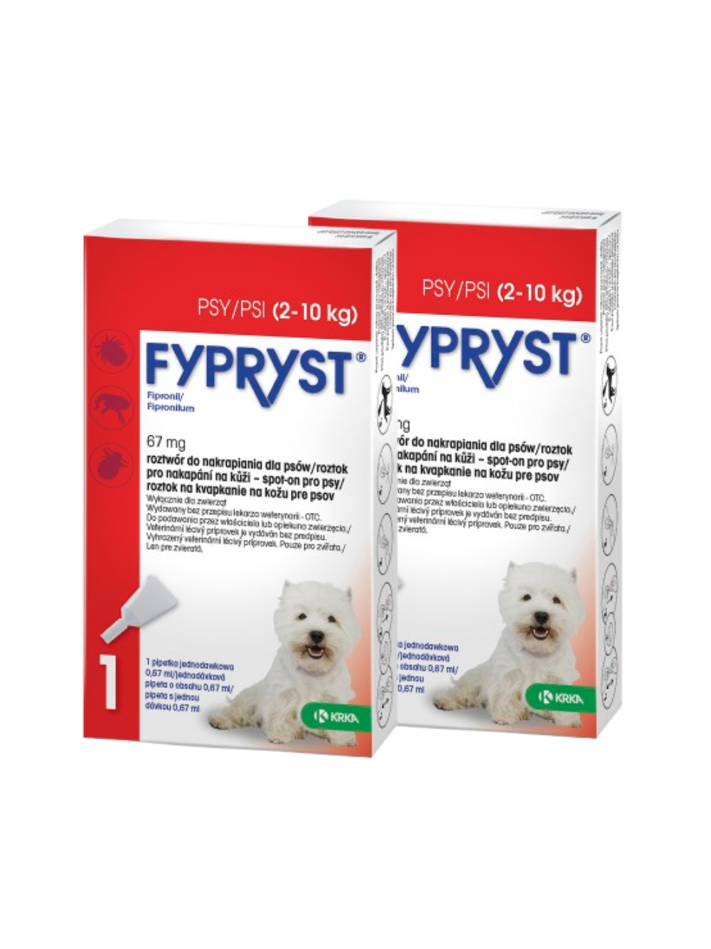 KRKA Fypryst Spot On krople na pchły i kleszcze dla psa 2-10 kg 2 szt