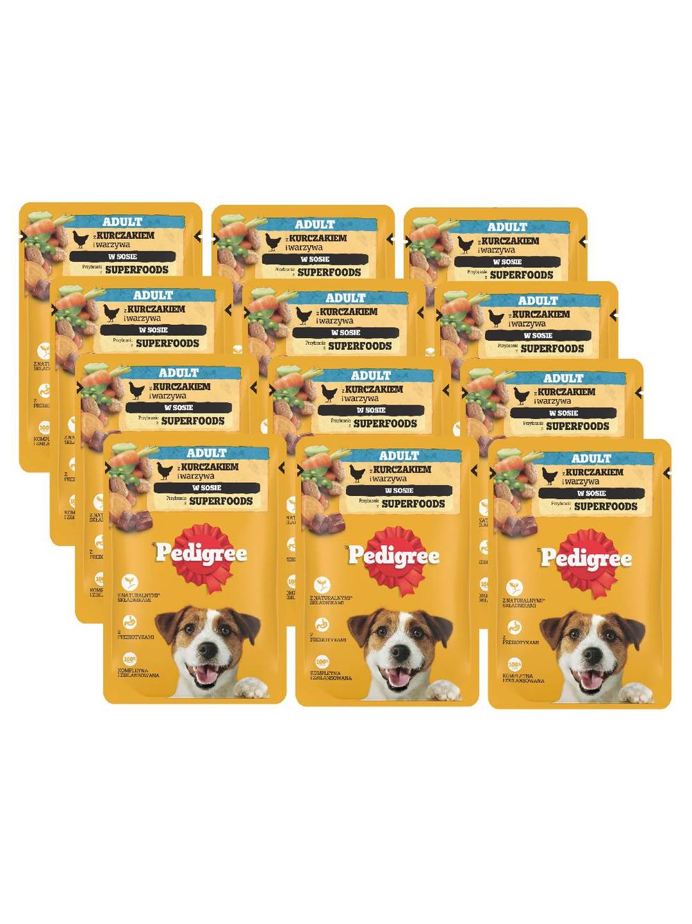 PEDIGREE Adult saszetka 12x100g - mokra karma dla psów z kurczakiem i warzywami w sosie