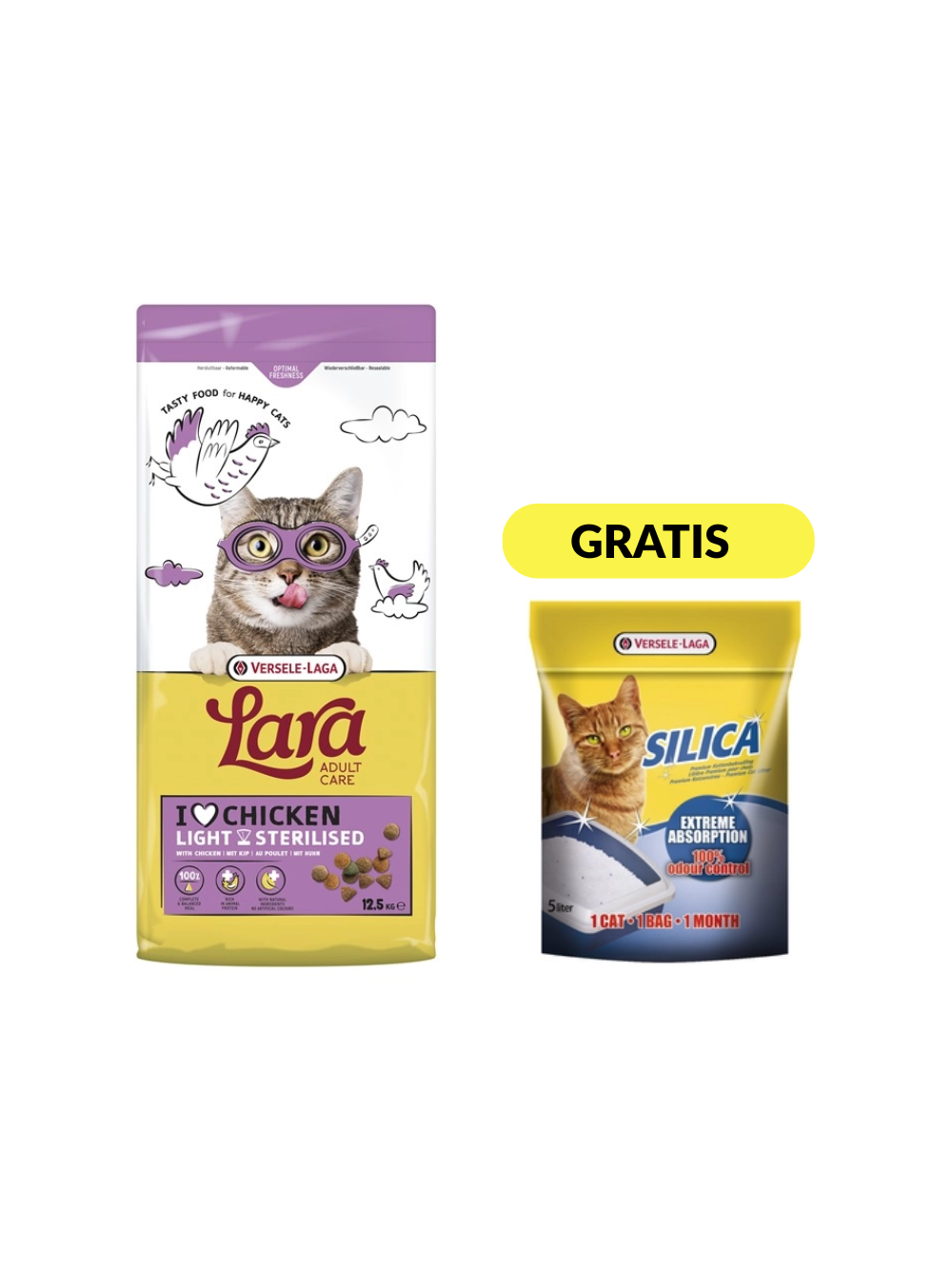 Versele-Laga Lara  Adult Light Sterilized 12,5kg - karma dla kotów sterylizowanych+ żwirek gratis