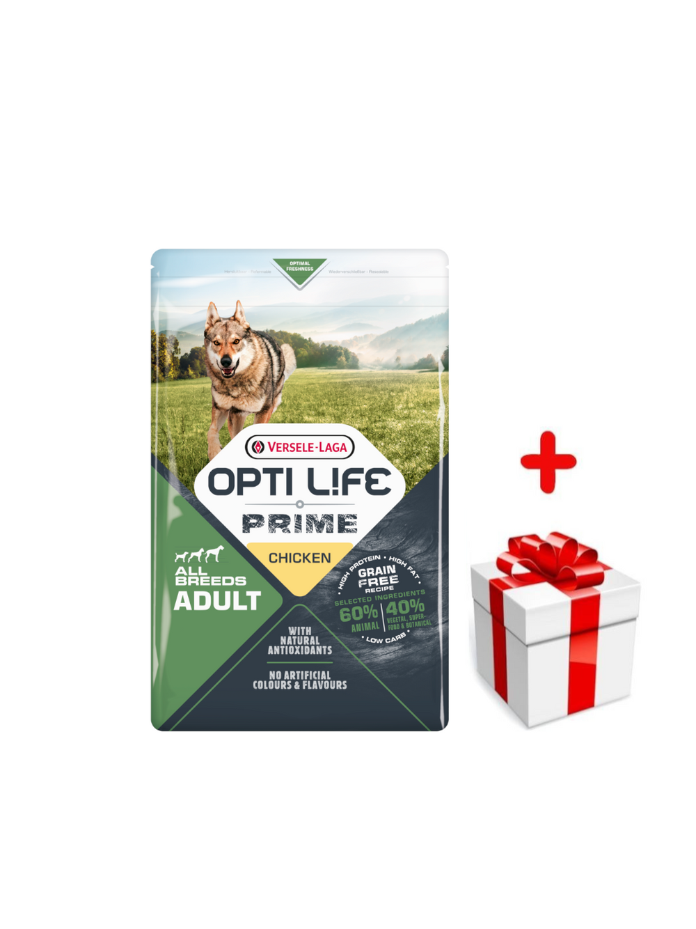VERSELE-LAGA Opti Life Prime Adult Chicken 12,5kg - karma bezzbożowa dla dla dorosłych psów z kurczakiem + niespodzianka dla psa GRATIS!