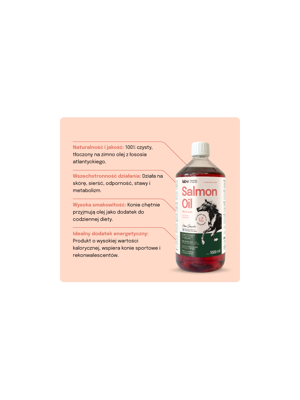 Lab-v Salmon Oil – 100% olej z łososia atlantyckiego dla koni 1000 ml