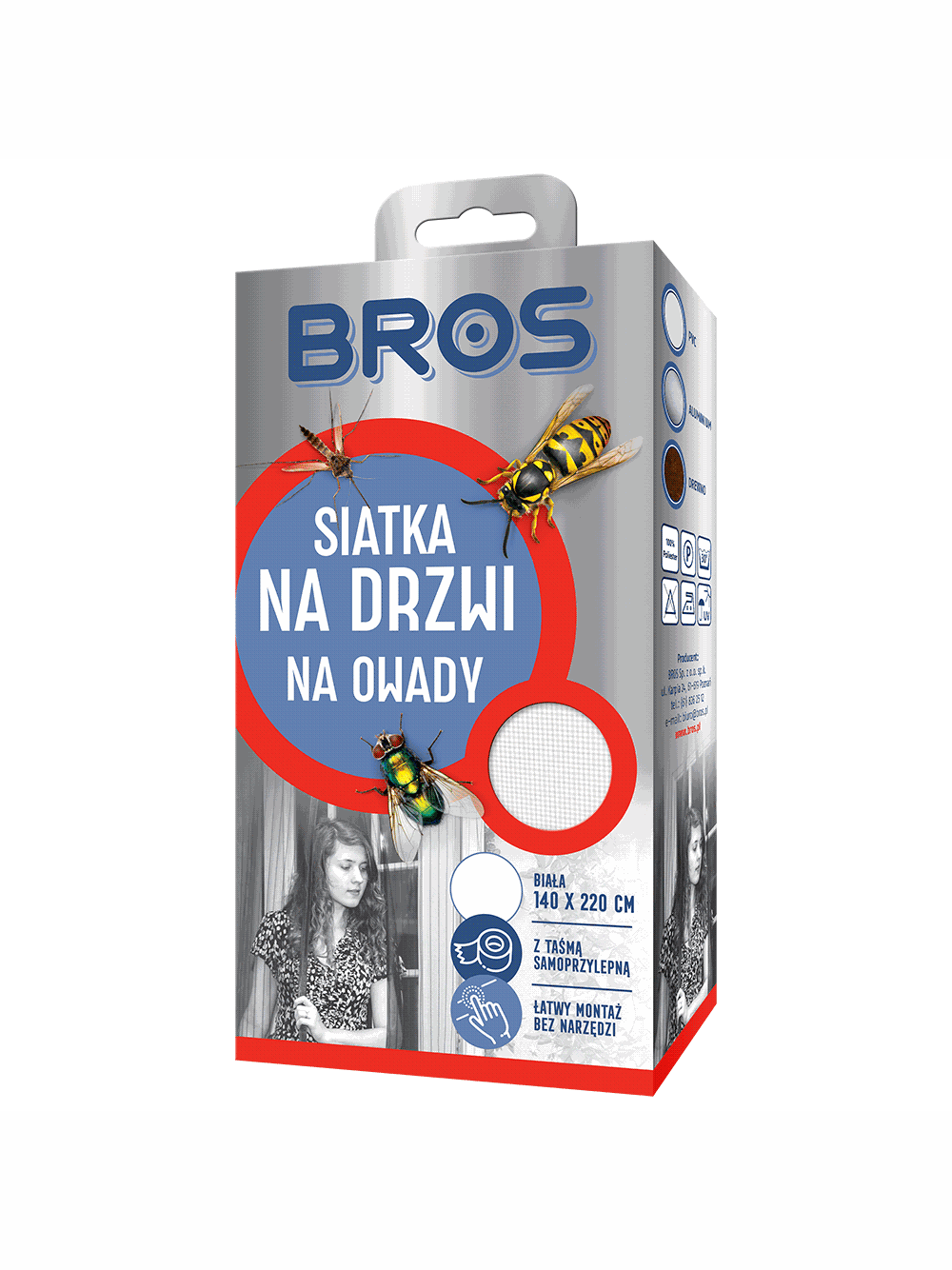 BROS - Siatka na drzwi 140x220 biała