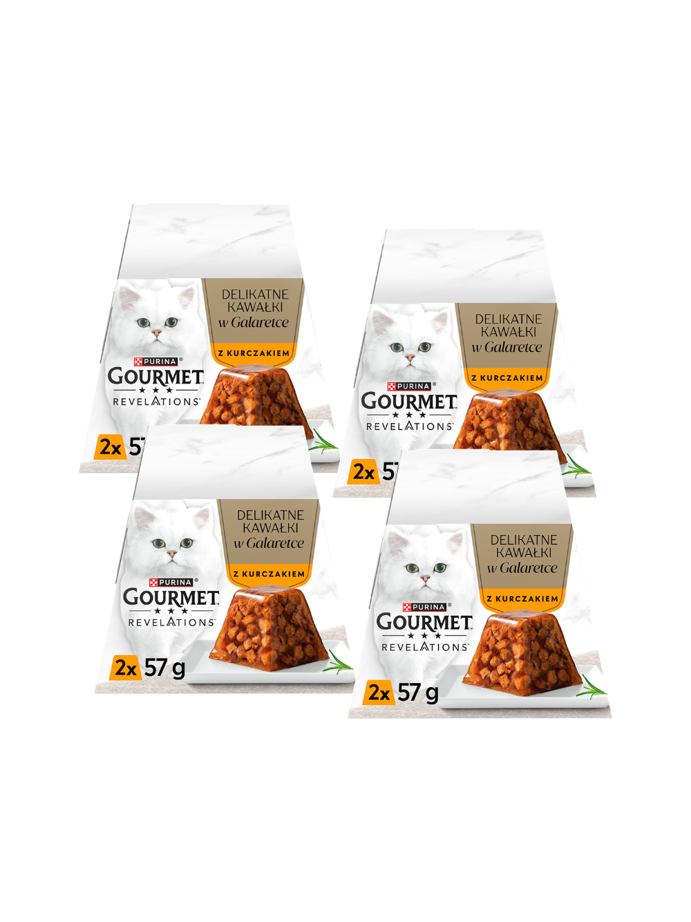 GOURMET Revelations Delikatne Kawałki w Galaretce z Kurczakiem 8x57g (4x2x57g)