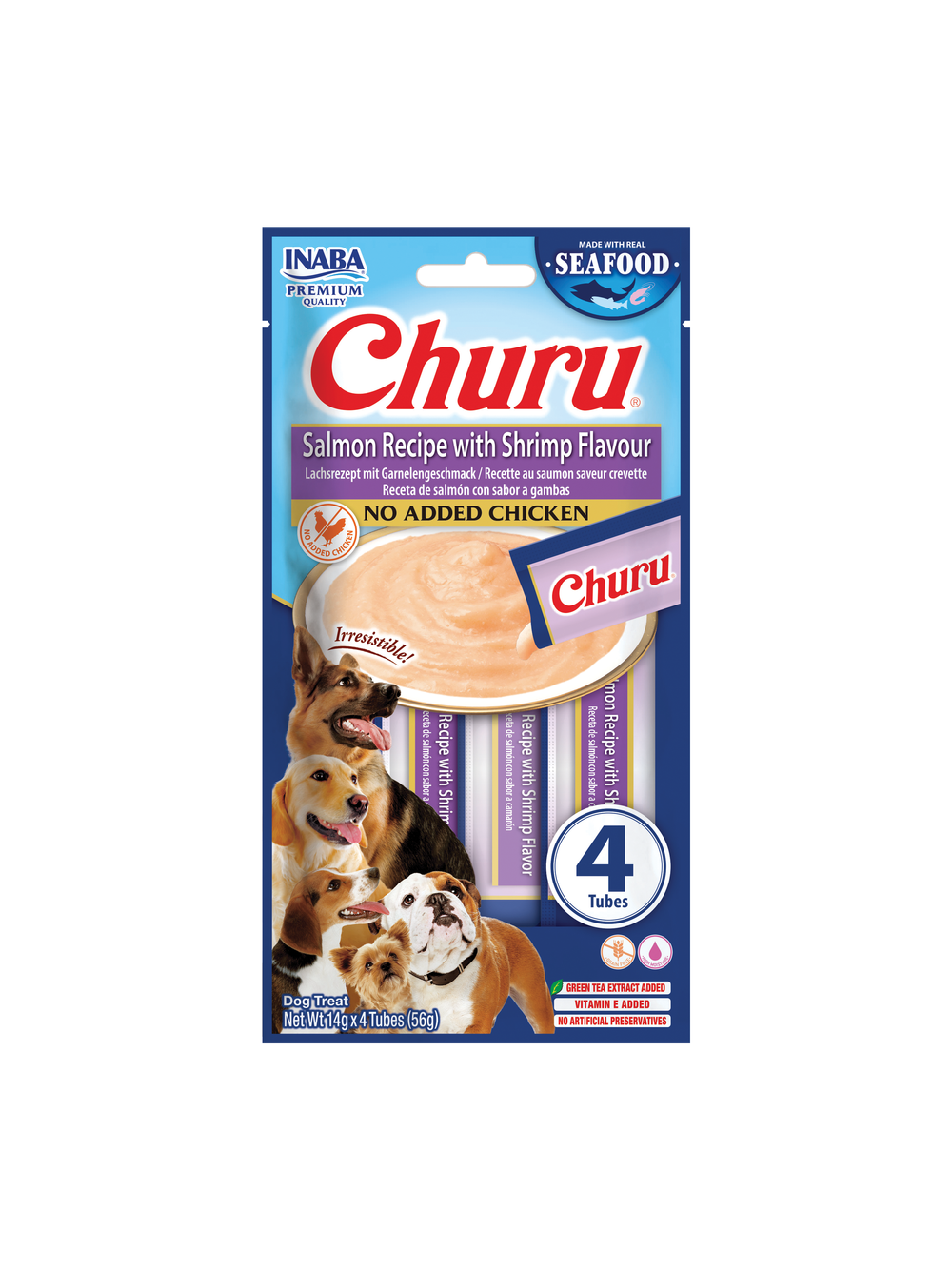 INABA Dog Churu (fish based) salmon, shrimp 4x14g (56g)