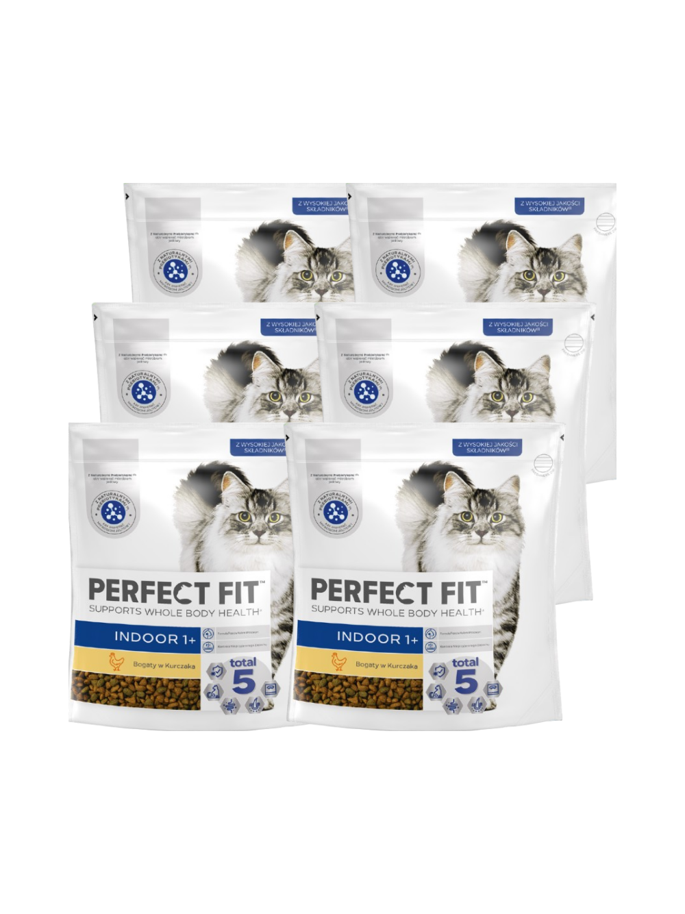 PERFECT FIT (Indoor 1+) 6x750g Bogaty w kurczaka - sucha karma dla kota żyjącego w domu
