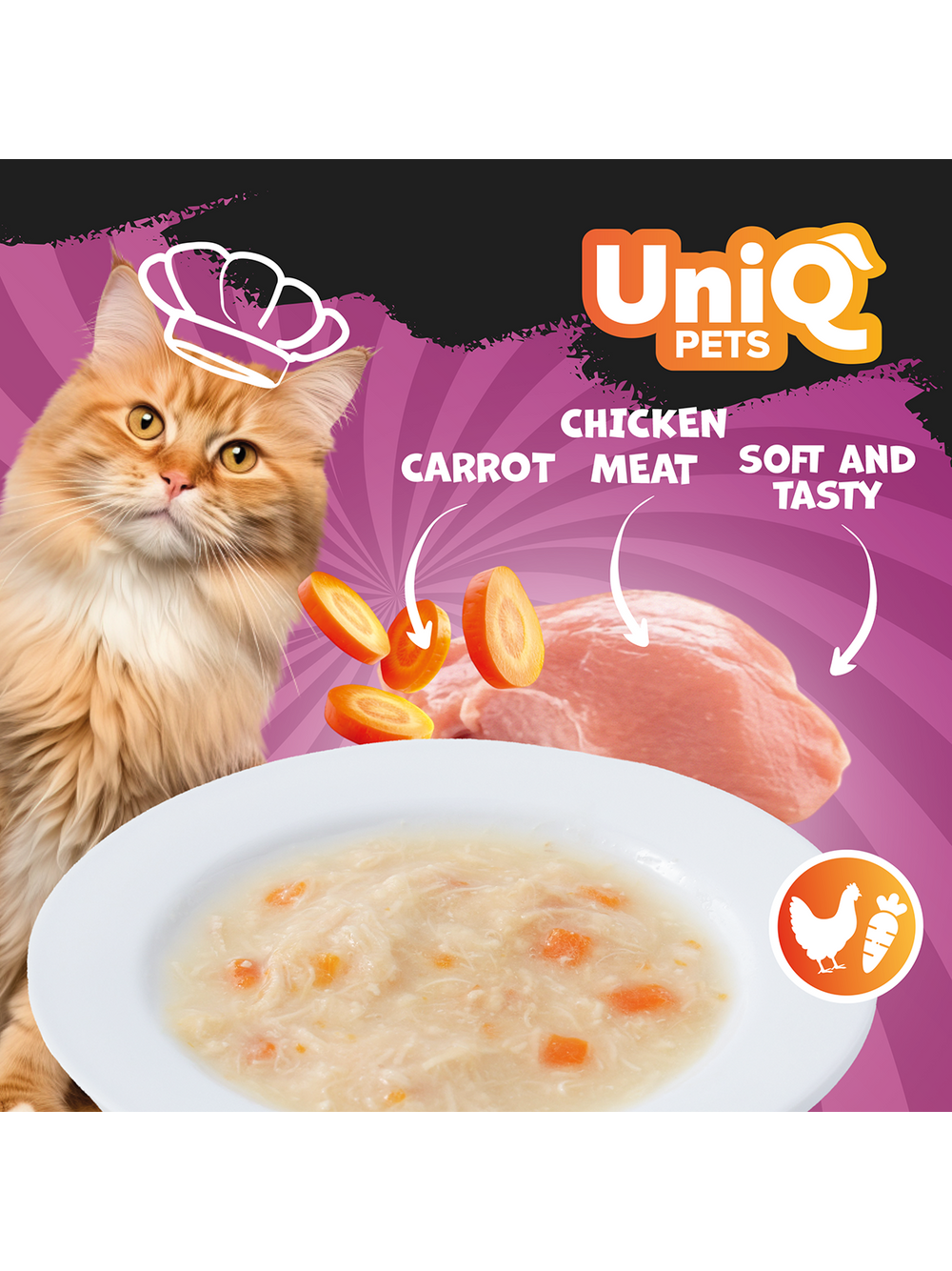 UNIQ PETS KARMA MOKRA DLA KOTA ROYAL CHICKEN rosół z kurczaka i warzyw 30 g x 8 szt