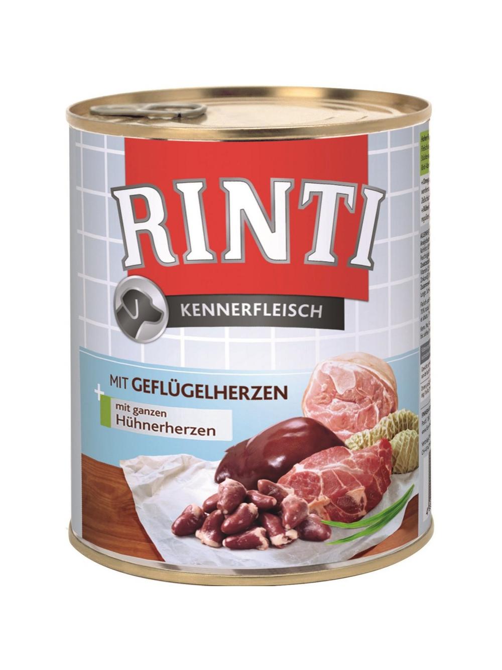 Rinti Kennerfleisch Geflugelherzen karma mokra dla psa - serca drobiowe 6x800g