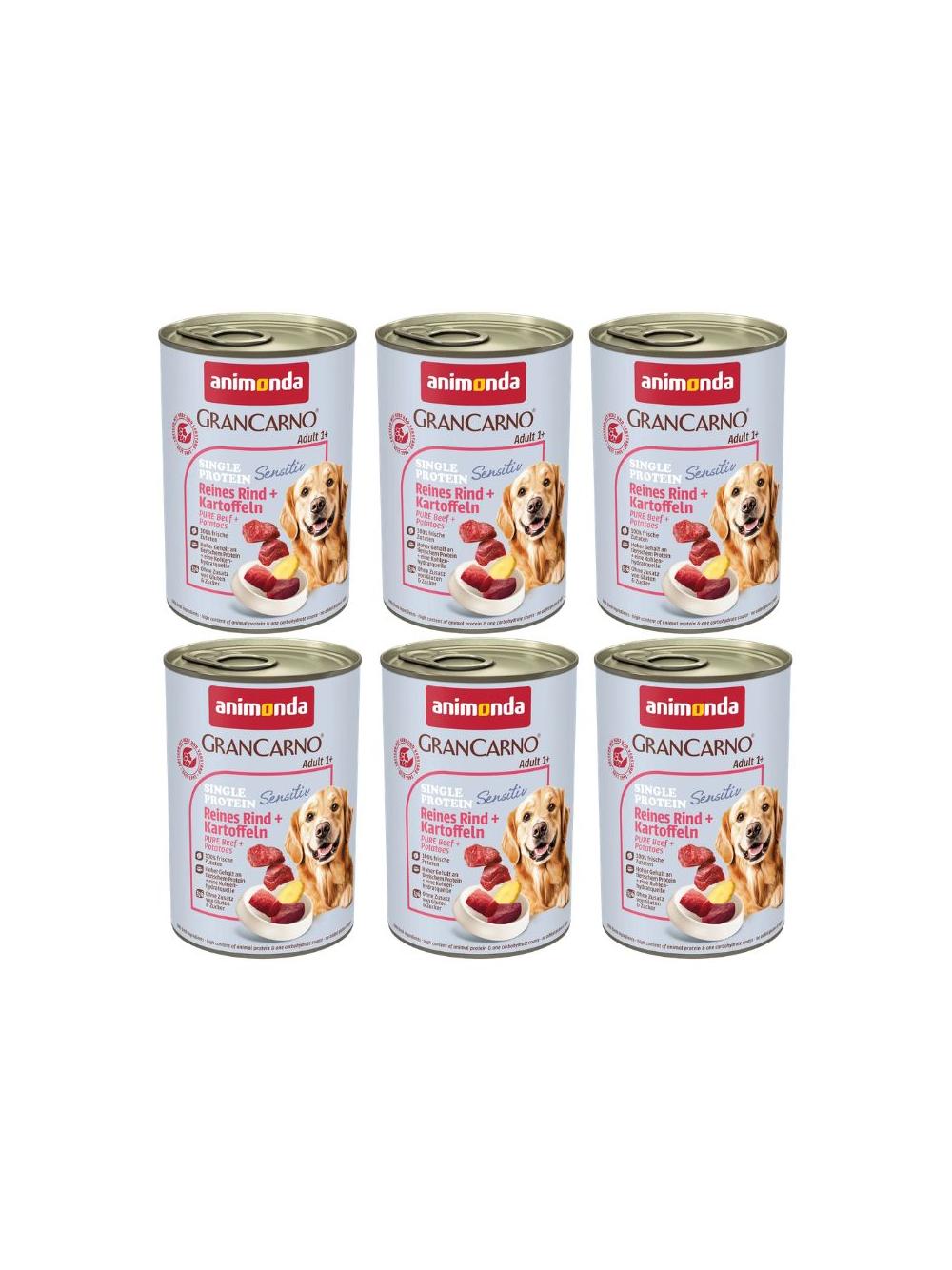 ANIMONDA GranCarno Sensitiv  Adult Dog smak: Wołowina, Ziemniaki 6x400g