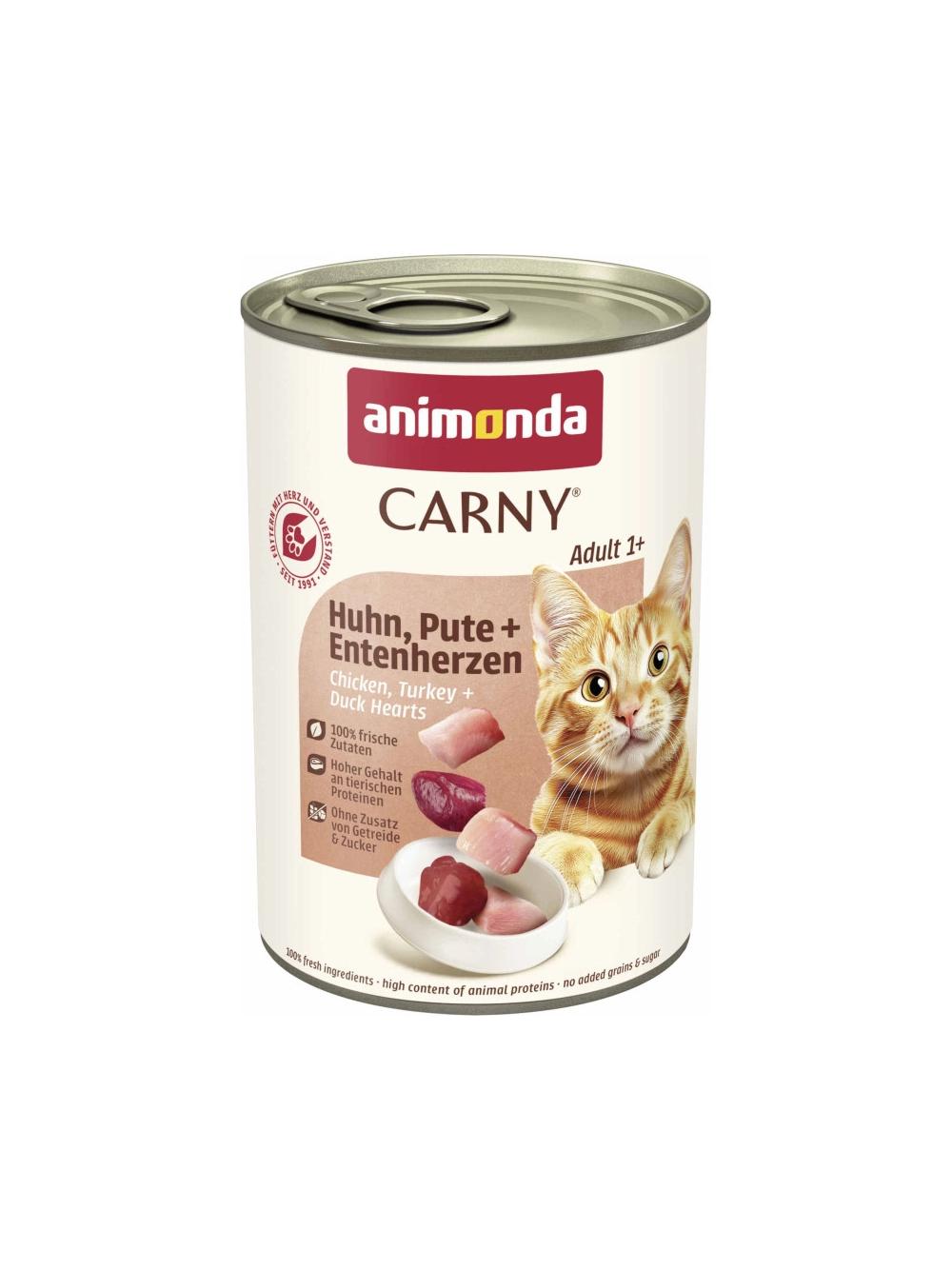 ANIMONDA Cat Carny Adult smak: kurczak, indyk i serca kaczki 18x400g