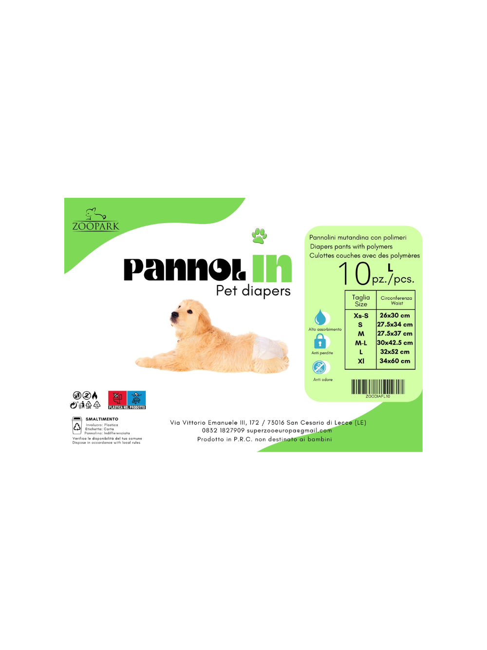 PannolIN Pieluchy dla suczki rozm. L 32x52cm 10szt/opak.