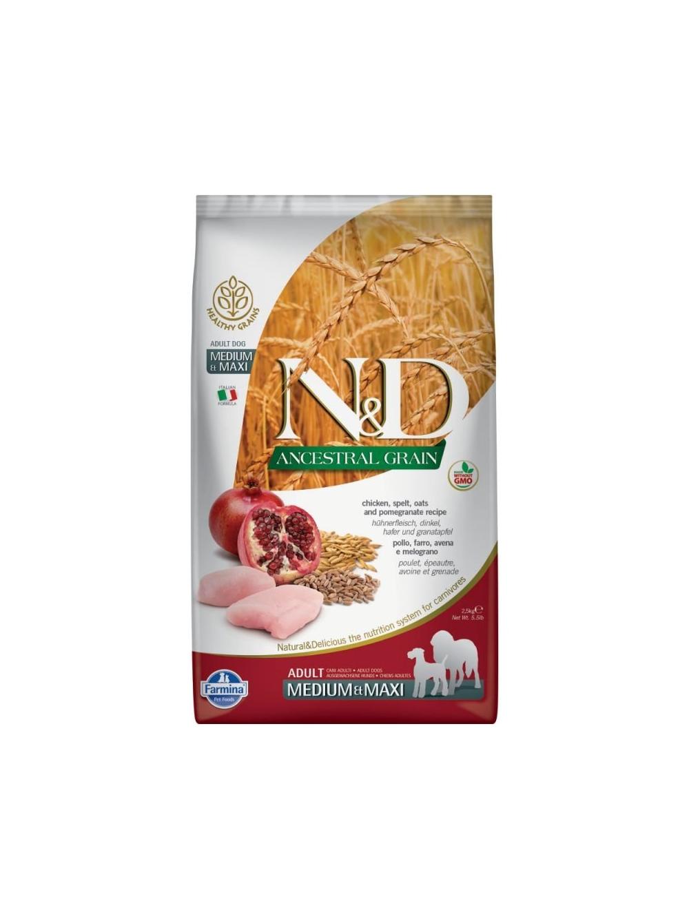 Farmina N&D Ancestral Grain canine CHICKEN & POMEGRANATE ADULT MEDIUM&MAXI  12kg / Opakowanie uszkodzone (8575) !!!