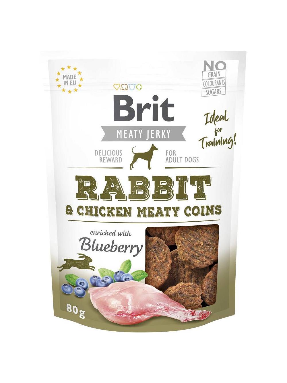 BRIT Jerky Snack Rabbit Meaty Coins with Blueberry 80g
