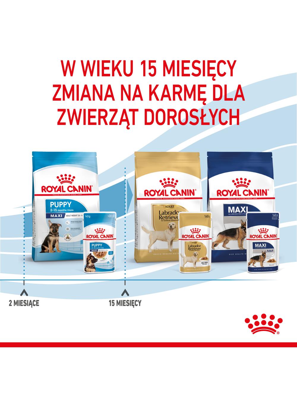 ROYAL CANIN Maxi Puppy 10x140g karma mokra w sosie dla szczeniąt do 15 miesiąca życia,  ras dużych