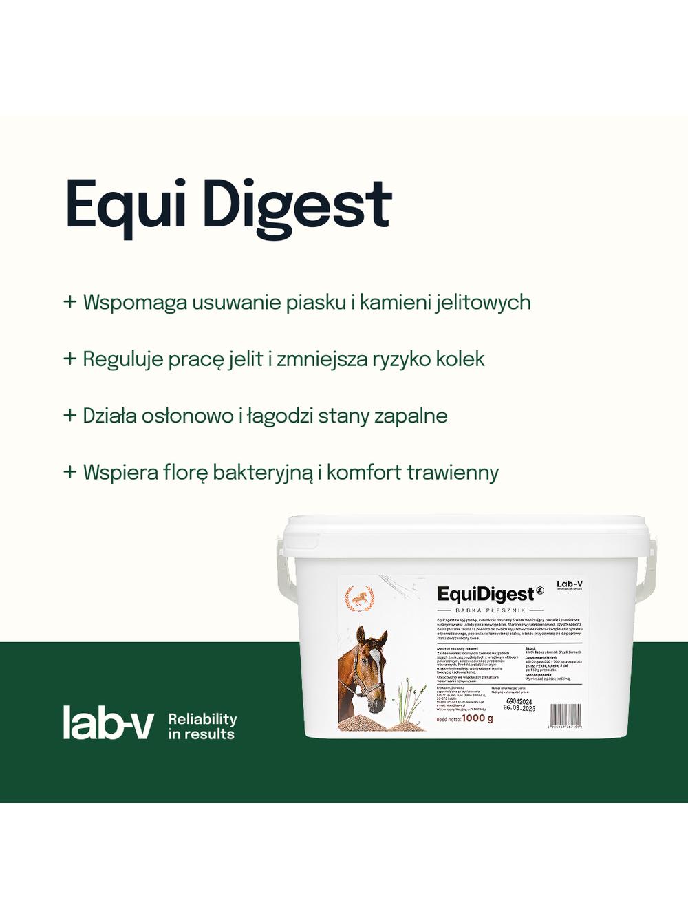 Lab-v EquiDigest - mieszanka paszowa wzmacniająca układ pokarmowy dla koni 1kg