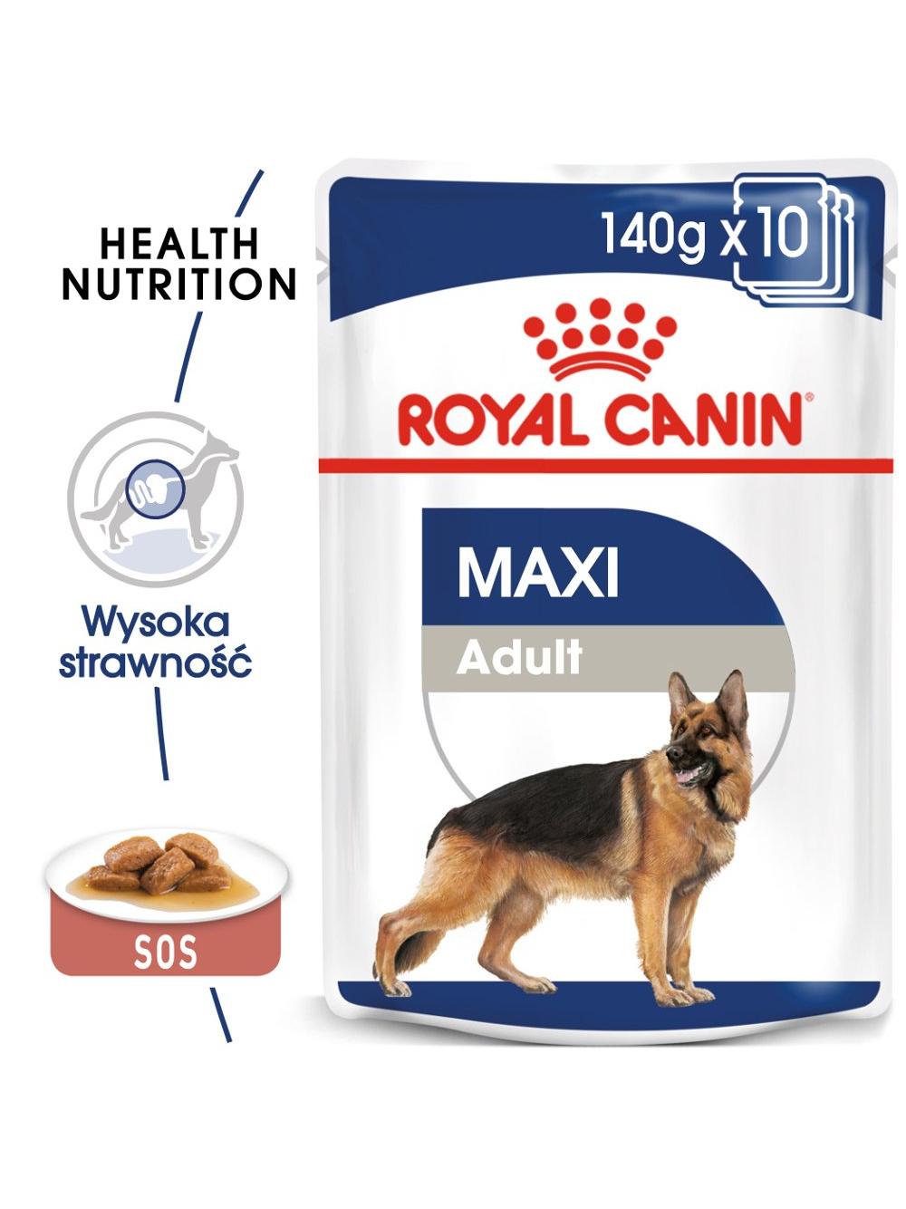 ROYAL CANIN Maxi Adult 10x140g karma mokra w sosie dla psów dorosłych ras dużych