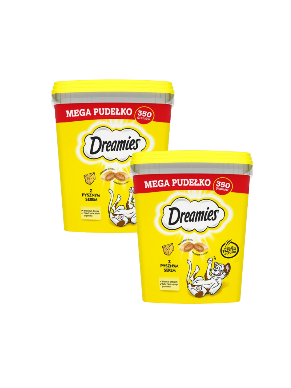 DREAMIES Mega Pudełko 2x350 g – karma uzupełniająca dla dorosłych kotów, z pysznym serem
