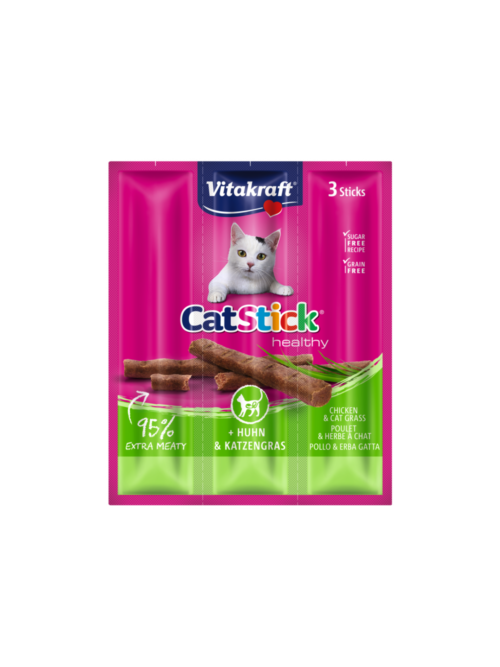 VITAKRAFT Kabanosy Cat Stick z kurczakiem i trawą dla kota 18g