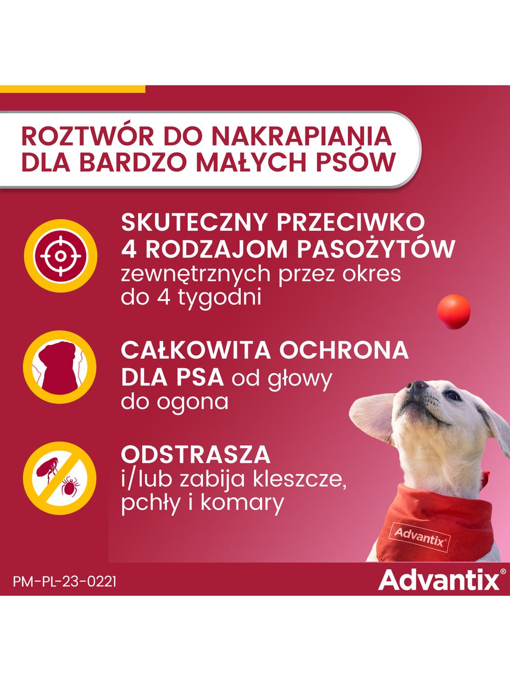 Advantix - dla psów do 4kg (pipeta 0,4ml)+ TRIXIE Szczypce do usuwania kleszczy 9cm