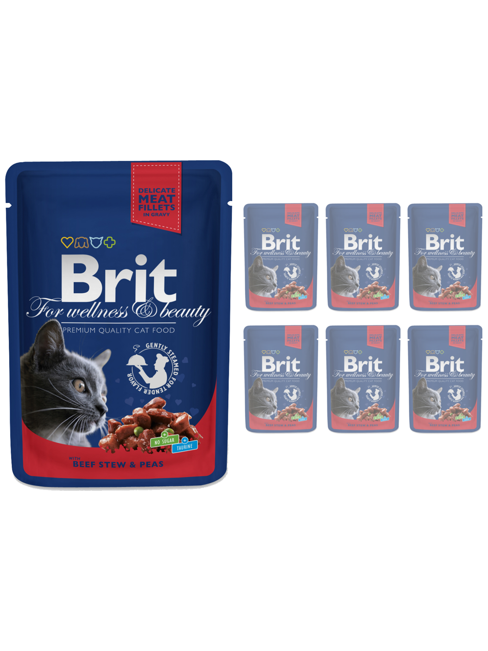 BRIT Cat WOŁOWINA i GROSZEK 6x100g