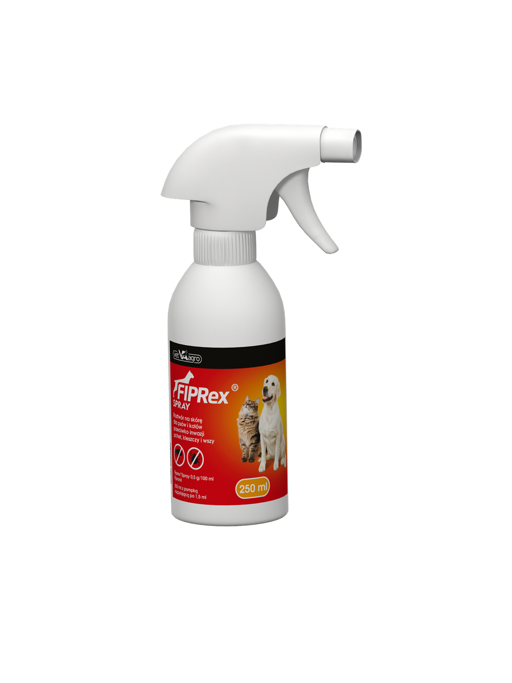 Fiprex Spray, 0,5 g/250 ml, roztwór na skórę dla psów i kotów