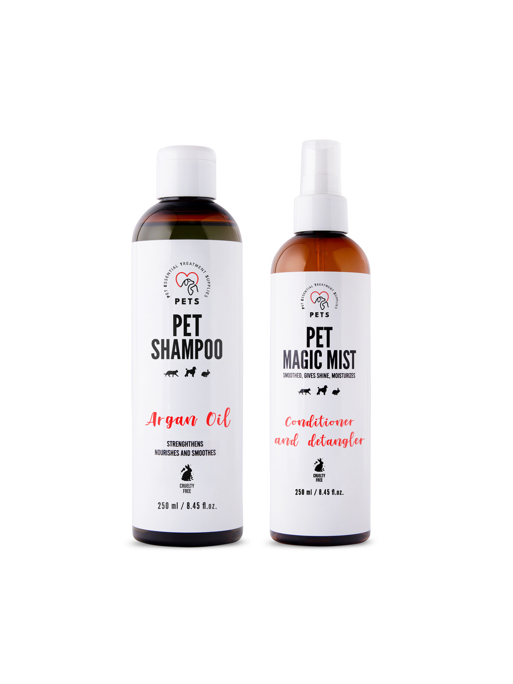 PET Shampoo Argan Oil_Szampon Arganowy 250ml Hypoallergenic + Pet Magic Mist - Magiczna Mgiełka do Sierści 250ml Łatwe rozczesywanie i odżywiona sierść