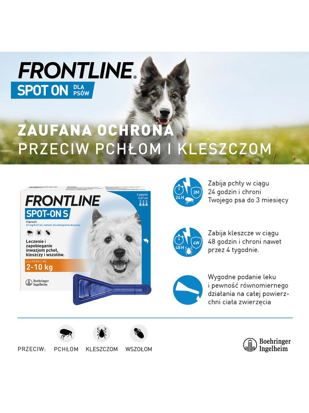 Frontline Spot On Pies M 10-20 kg dla psów M  3x1,34 ml