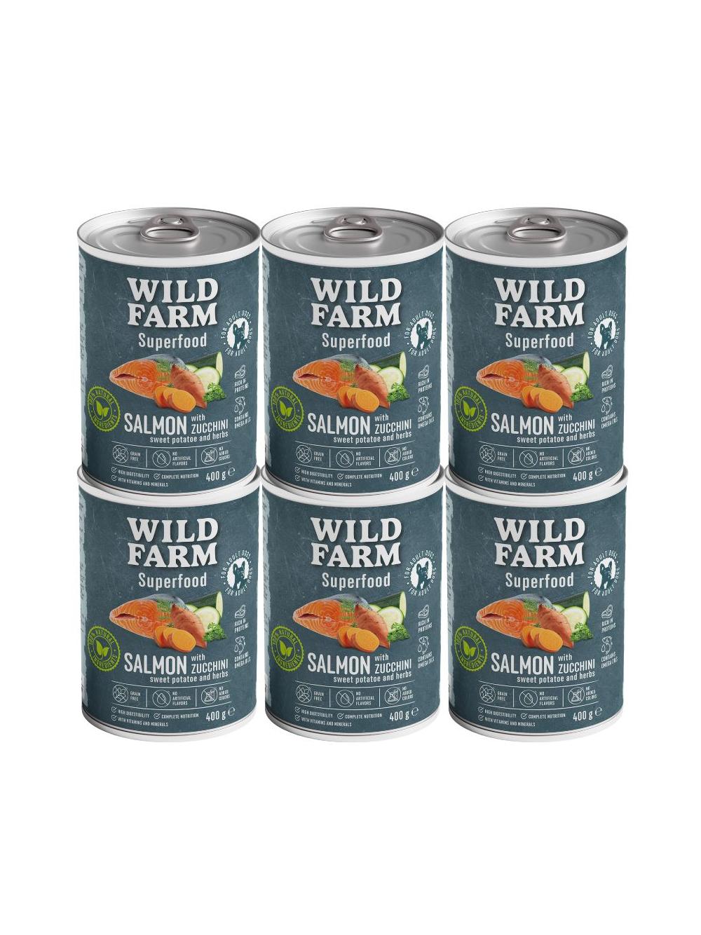 WILD FARM Superfood Salmon 6x400g bezzbożowa karma dla psa
