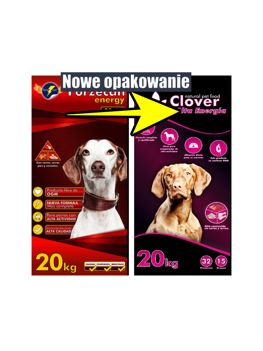 Forzecan Energy 51% mięsa BezGMO 20kg / Nowe opakowania CLOVER Alta Energia 20kg