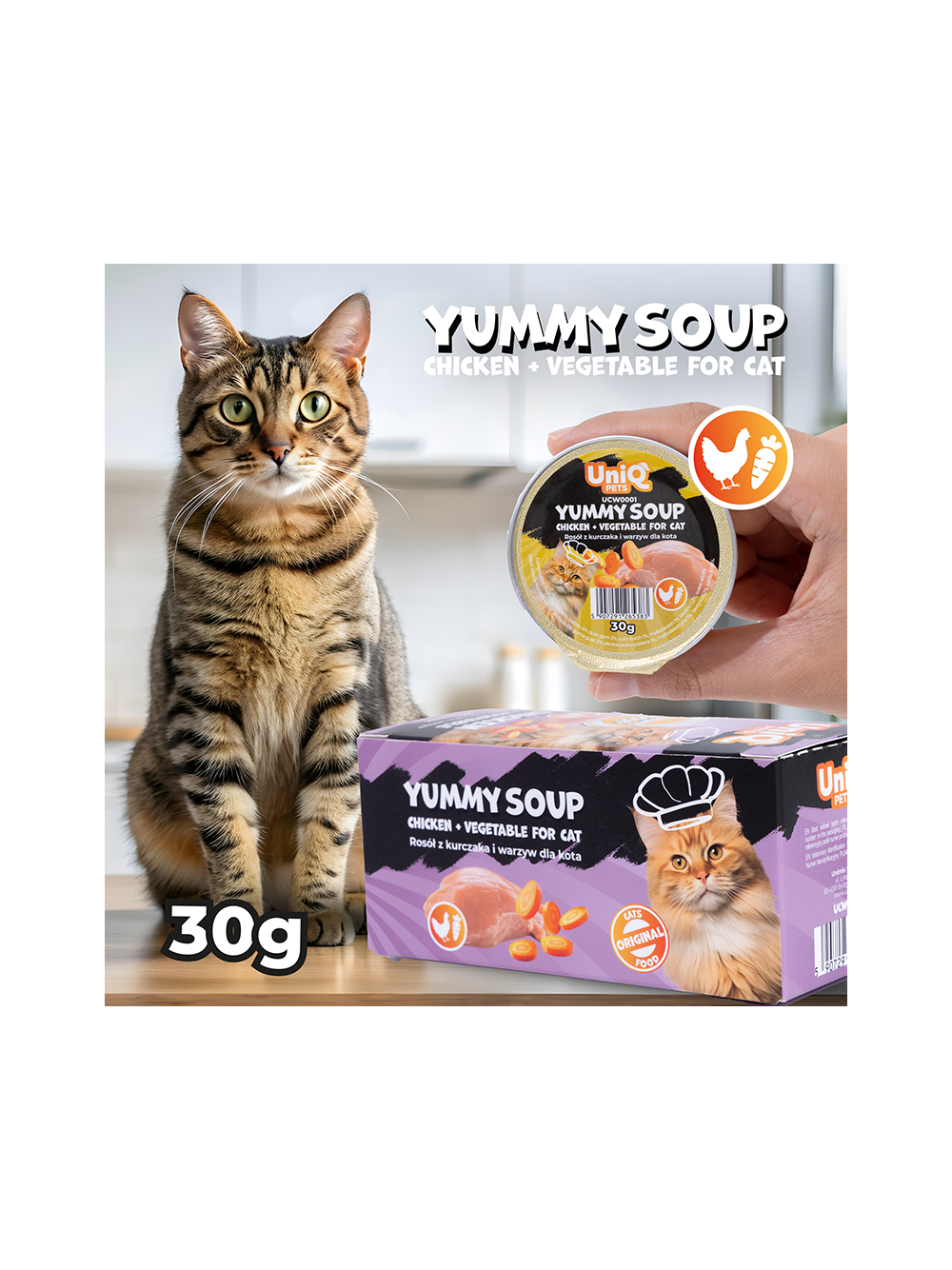 UNIQ PETS KARMA MOKRA DLA KOTA ROYAL CHICKEN rosół z kurczaka i warzyw 30 g x 8 szt