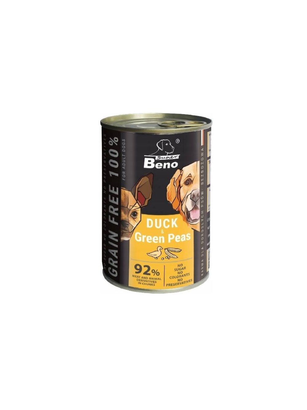 Super Beno PIES bezzbożowe kąski z kaczką i zielonym groszkiem w sosie 10x415g