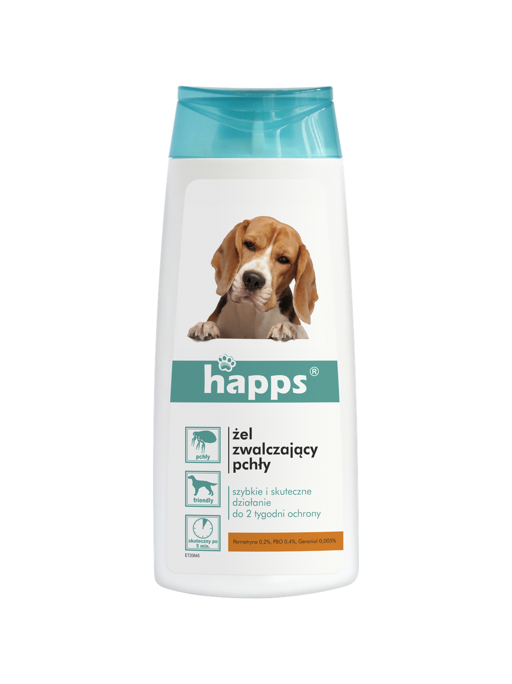 HAPPS - żel zwalczający pchły 150ml + 2x Czyścik do usuwania sierści - łapka GRATIS!!