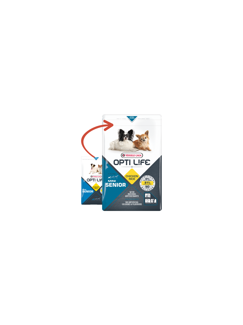 VERSELE-LAGA Opti Life Senior Mini 2,5kg - z kurczakiem - dla małych ras w wieku powyżej 7 lat + niespodzianka dla psa GRATIS!