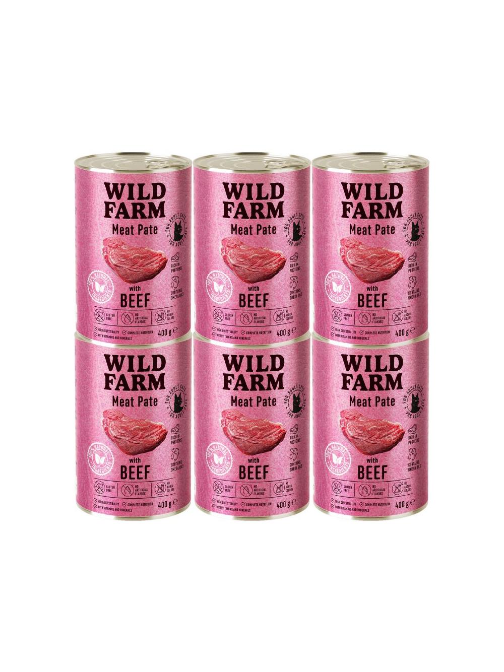 WILD FARM Pate with Beef 6x400g - bezglutenowa karma dla kota
