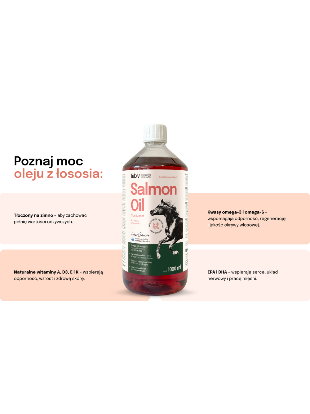 Lab-v Salmon Oil – 100% olej z łososia atlantyckiego dla koni 1000 ml