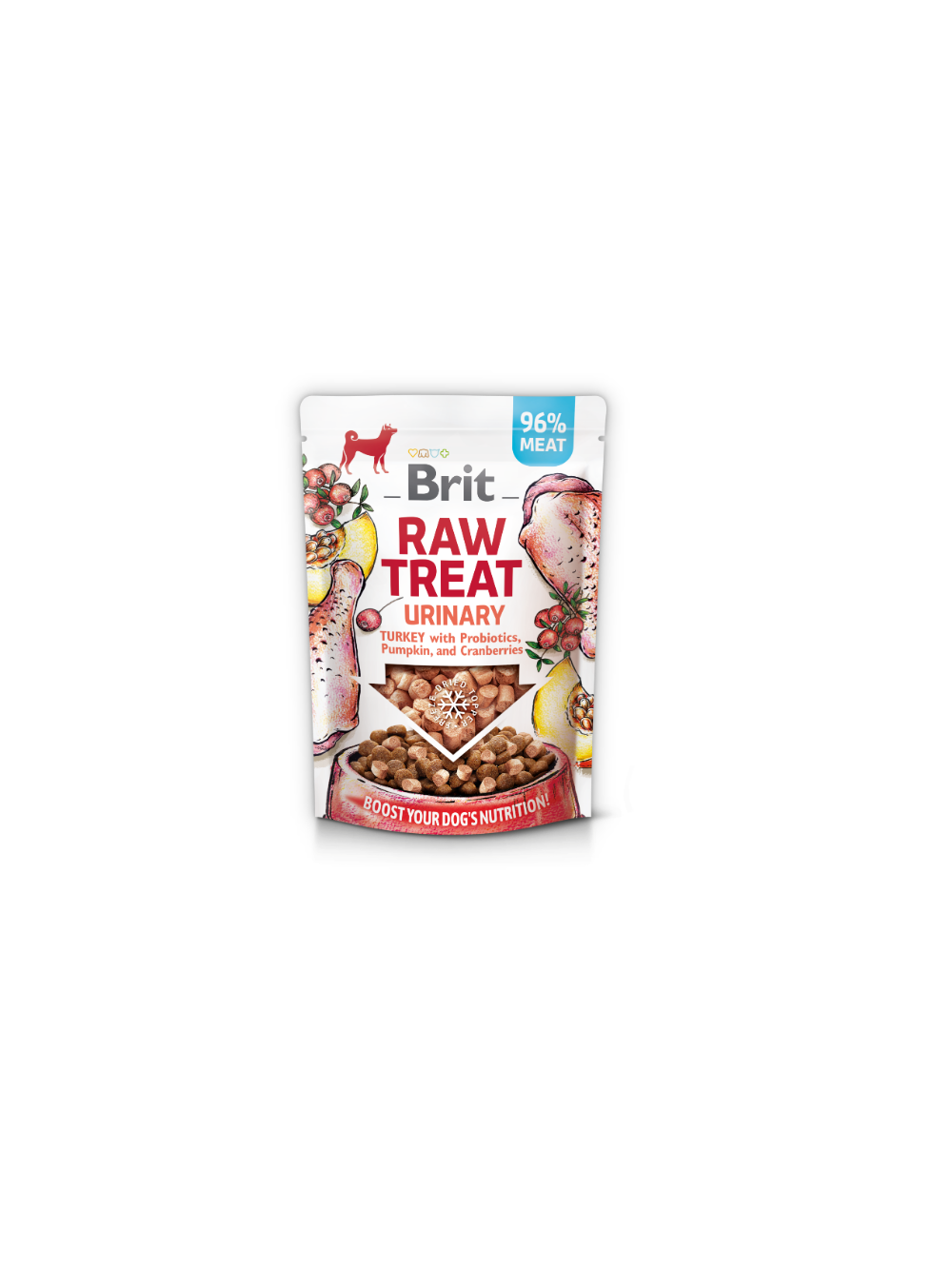 BRIT CARE Dog Raw Treat Urinary Turkey with Probiotics, Pumpkin and Cranberries 40g