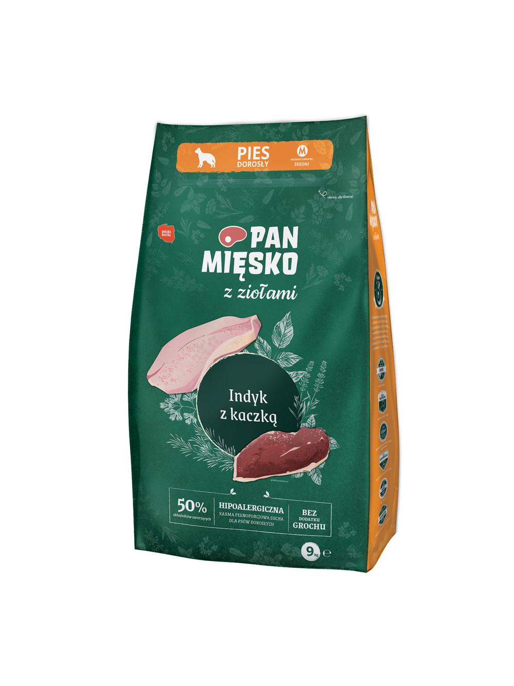 Pan Mięsko z Ziołami Indyk z kaczką chrupki M 9kg
